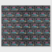Neon 75th Birthday Marquee op Brick Wrapping Paper Cadeaupapier (Vlak)