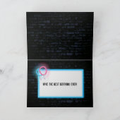 Neon 75th Birthday Sign On Brick Card Kaart (Binnen)