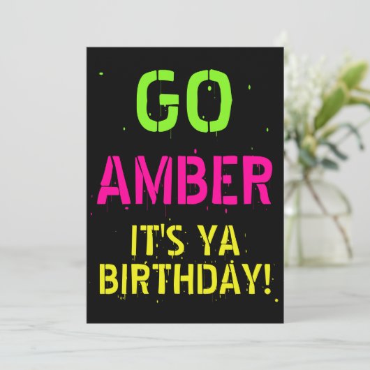 Neon 80's|90's Flashback Hip Hop Birthday Foto Kaart (Staand voorkant)