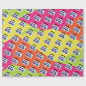 Neon 80s 90s Throw Back Music Wrapping Paper Cadeaupapier (Vlak)