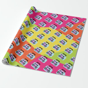 Neon 80s 90s Throw Back Music Wrapping Paper Cadeaupapier