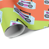 Neon 80s 90s Throw Back Music Wrapping Paper Cadeaupapier (Rol Hoek)