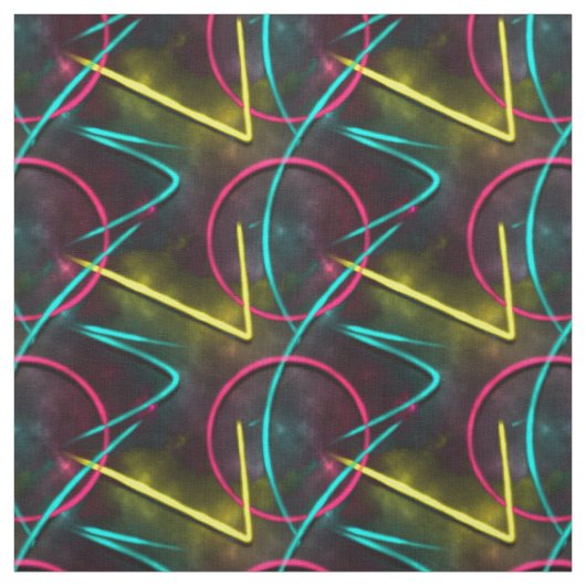 Neon 80s Abstract geometrisch patroon Stof (Swatch)
