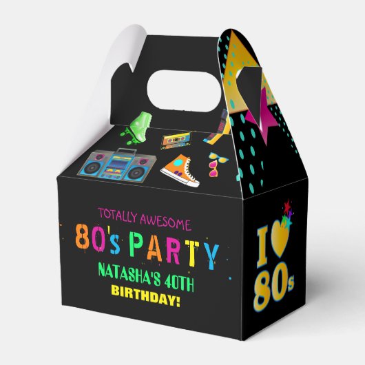 Neon 80's Birthday Party Personalized Bedankdoosjes (Achterkant)