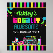 Neon 80s Birthday Party Sign Poster (Voorkant)