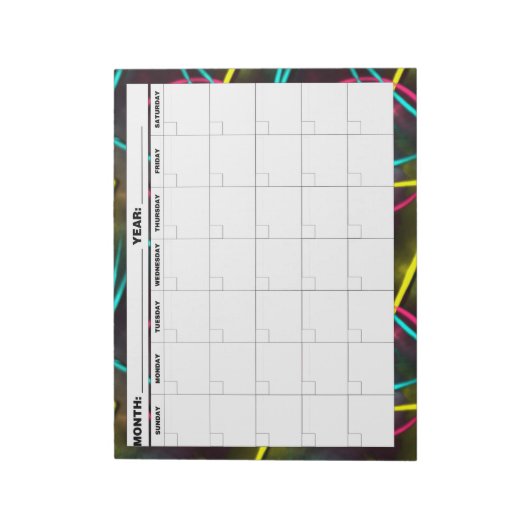 Neon 80s Blank Agenda Notitieblok (Linkerzijde)