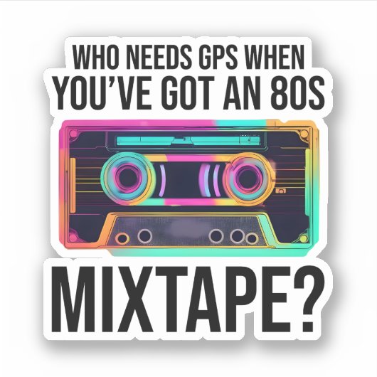 Neon '80s Cassettebandje: Omarm de Retro Vibes Sticker (Voorkant)