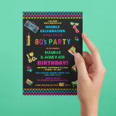Neon 80's Gezamenlijke Verjaardagsfeestje Kaart