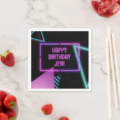 Neon 80s Party Editable Napkins 80s themapark Servet (Insitu)