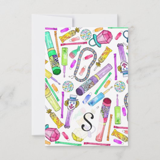 Neon 80's Retro Funny Snoep Pattern Bedankkaart (Achterkant)