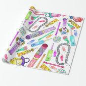 Neon 80's Retro Funny Snoep Pattern Cadeaupapier (Uitgerold)