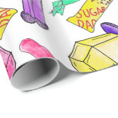 Neon 80's Retro Funny Snoep Pattern Cadeaupapier (Rol Hoek)