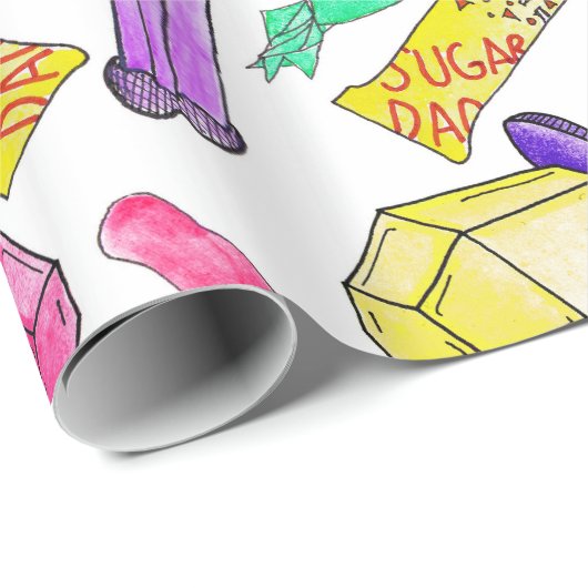 Neon 80's Retro Funny Snoep Pattern Cadeaupapier (Rol Hoek)