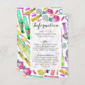 Neon 80's Retro Funny Snoep Pattern Informatiekaartje (Voorkant / Achterkant)