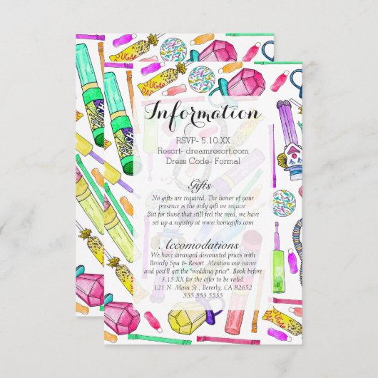 Neon 80's Retro Funny Snoep Pattern Informatiekaartje (Voorkant / Achterkant)