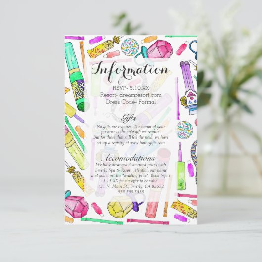 Neon 80's Retro Funny Snoep Pattern Informatiekaartje (Staand voorkant)