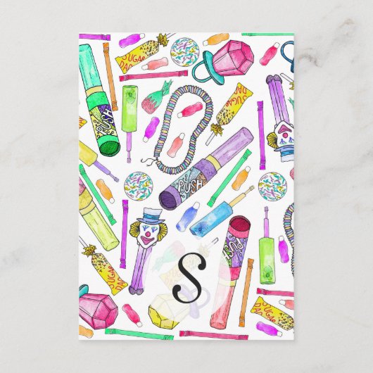 Neon 80's Retro Funny Snoep Pattern Informatiekaartje (Achterkant)