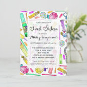 Neon 80's Retro Funny Snoep Pattern Kaart (Staand voorkant)