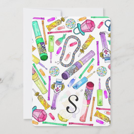 Neon 80's Retro Funny Snoep Pattern Kaart (Achterkant)