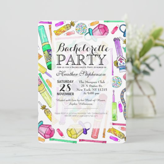 Neon 80's Retro Funny Snoep Pattern Kaart (Staand voorkant)