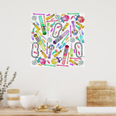 Neon 80's Retro Funny Snoep Pattern Poster (Keuken)