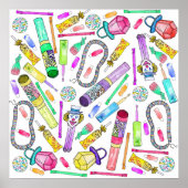 Neon 80's Retro Funny Snoep Pattern Poster (Voorkant)