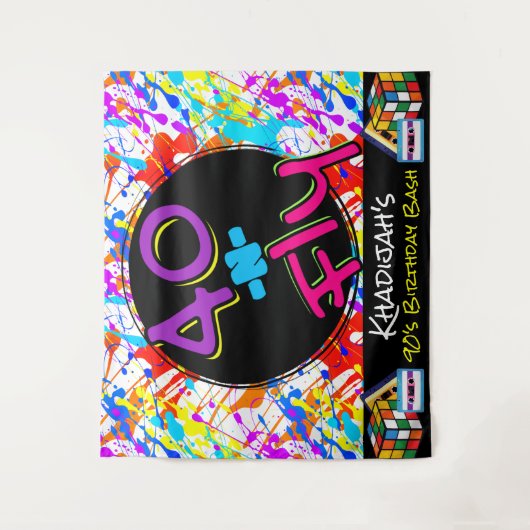 Neon 80's Thema |40 en 40e verjaardag van de Vluch Wandkleed (Voorkant)