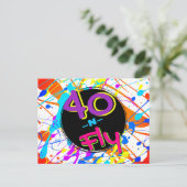Neon 80's Thema |40 en Vliegen Hip Hop 40e Verjaar Briefkaart (Staand voorkant)