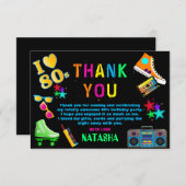 Neon 80's verjaardag bedankkaart (Voorkant / Achterkant)