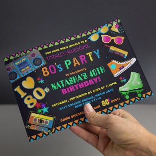 Neon 80's verjaardag kaart