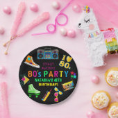 Neon 80's verjaardag papieren bordje (Feest)