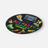 Neon 80's verjaardag papieren bordje (Gekanteld)