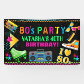 Neon 80's verjaardag spandoek (Horizontaal)