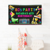 Neon 80's Verjaardagsfeest Spandoek (Insitu)