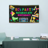 Neon 80's Verjaardagsfeest Spandoek (Beurs)