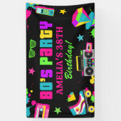 Neon 80's Verjaardagsfeestbanner Retro Any Age Spandoek (Verticaal)
