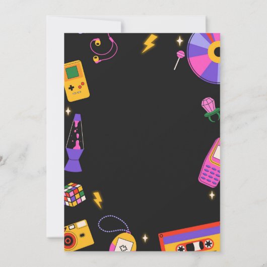 Neon 80s vs 90s Retro Disco Mixtape Verjaardagsfee Kaart (Achterkant)