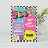 Neon 90s Retro 5e verjaardag Kaart (Staand voorkant)