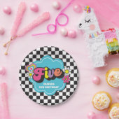 Neon 90s Retro 5e verjaardag Papieren Bordje (Feest)