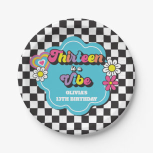 Neon 90s Retro Dertien is een Vibe 13e Verjaardag Papieren Bordje