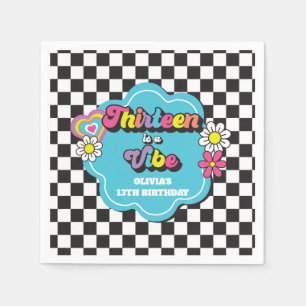 Neon 90s Retro Dertien is een Vibe 13e Verjaardag Servet