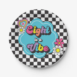 Neon 90s Retro Eight is a Vibe 8e Verjaardag Papieren Bordje