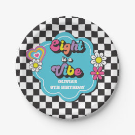 Neon 90s Retro Eight is a Vibe 8e Verjaardag Papieren Bordje