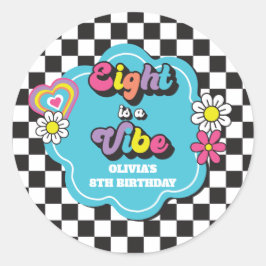 Neon 90s Retro Eight is a Vibe 8e Verjaardag Ronde Sticker