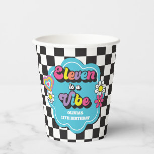 Neon 90s Retro Eleven is a Vibe 11e Verjaardag Papieren Bekers