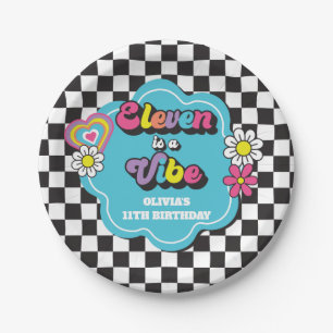Neon 90s Retro Eleven is a Vibe 11e Verjaardag Papieren Bordje