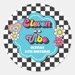 Neon 90s Retro Eleven is a Vibe 11e Verjaardag Ronde Sticker