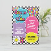 Neon 90s Retro Eleven is een vibe 11e verjaardag Kaart (Staand voorkant)