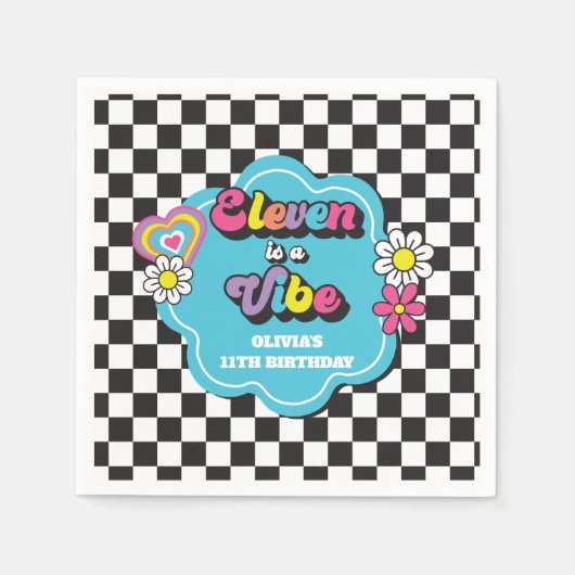 Neon 90s Retro Eleven is een vibe 11e verjaardag Servet (Voorkant)