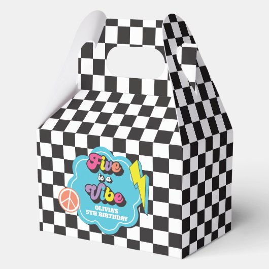 Neon 90s Retro Five is a Vibe 5de verjaardag Bedankdoosjes (Voorkant)